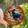 Boston Terrier Lovers' Whimsical Stained Glass Witch Dog Autumn Foliage Purple Blue Orange Stained Glass Suncatcher - 1