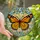 Nature Lovers' Edge-to-Edge Stained Glass Monarch Butterfly Orange Blue Jewel Tone Art Stained Glass Suncatcher - 1