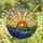 Nature Lovers' Tiffany Stained Glass Rising Sun Mountain Mosaic Art Teal Orange Blue Stained Glass Suncatcher - 4