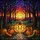 Halloween Enthusiasts' Tiffany Stained Glass Jack-o'-Lantern Enchanted Forest Sunset Jewel Tones Mosaic Stained Glass Suncatcher - 6