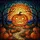 Halloween Enthusiasts' Glowing Jack-o'-Lantern Stained Glass Mosaic Orange Teal Twilight Stained Glass Suncatcher - 6