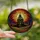 Gothic Art Enthusiasts' Jewel Tone Stained Glass Haunted Mansion Orange Purple Gradient Sky Art Stained Glass Suncatcher - 2