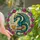 Fantasy Lovers' Vibrant Tiffany Style Stained Glass Teal Blue Dragon Books & Teacup Design Stained Glass Suncatcher - 1