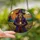Gothic Art Lovers' Edge-to-Edge Stained Glass Grinning Skeletal Scarecrow, Golden Wheat, Haunted House, Orange Purple Blue Jewel Tones Stained Glass Suncatcher - 2