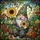 Whimsical Art Fans' Stained Glass Garden Gnome Mosaic with Vibrant Jewel Tone Floral Patterns Stained Glass Suncatcher - 6