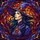 Fantasy Art Lovers' Stained Glass Sorceress Deep Purple Orange Jewel Tone Intricate Autumn Mosaic Stained Glass Suncatcher - 6