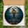 Halloween Enthusiasts' Jewel Tone Stained Glass Scarecrow Jack-o'-Lantern Forest Stained Glass Suncatcher - 5