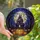 Gothic Fantasy Lovers' Radiant Stained Glass Jack-o'-Lantern Haunted Castle, Twilight Blue & Orange Mosaic Forest Stained Glass Suncatcher - 1