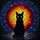 Cat Lovers' Intricate Stained Glass Black Cat Fiery Mosaic Jewel Tones Art Nouveau Stained Glass Suncatcher - 6