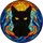 Cat Lovers' Bold Tiffany Black Cat Stained Glass Mosaic Golden Eyes Fiery Orange Blue Teal Swirl Stained Glass Suncatcher - 6
