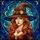 Fantasy Art Admirers' Tiffany Style Stained Glass Witch Portrait Fiery Orange Hair Steampunk Hat Blue Teal Mosaic Stained Glass Suncatcher - 6