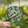 Nature Lovers' Tiffany Stained Glass Chickadee, Pink Apple Blossoms, Vibrant Green & Blue Mosaic Jewel Tones Stained Glass Suncatcher - 2