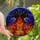 Fantasy Art Lovers' Fearsome Three-Headed Cerberus Stained Glass Mosaic Fiery Orange Red & Cosmic Blue Tiffany Style Pattern Stained Glass Suncatcher - 1