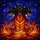 Fantasy Art Lovers' Fearsome Three-Headed Cerberus Stained Glass Mosaic Fiery Orange Red & Cosmic Blue Tiffany Style Pattern Stained Glass Suncatcher - 6