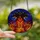 Fantasy Art Lovers' Fearsome Three-Headed Cerberus Stained Glass Mosaic Fiery Orange Red & Cosmic Blue Tiffany Style Pattern Stained Glass Suncatcher - 2