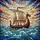 Viking Enthusiasts' Majestic Longship Dragon Head Stained Glass Art Turbulent Sea Mosaic Glowing Jewel Tones Stained Glass Suncatcher - 6
