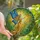 Art Lovers' Tiffany Stained Glass Fairy Dancer, Golden Amber Sapphire Teal Violet Ethereal Forest Design Stained Glass Suncatcher - 1