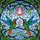 Hummingbird Lovers' Iridescent Green Blue Red Stained Glass Hummingbirds Pink Floral Mosaic Stained Glass Suncatcher - 6