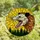 Wildlife Art Lovers' Fierce Opossum Stained Glass Mosaic, Yellow Sky & Deep Forest Green Trees Stained Glass Suncatcher - MoR7J4BSAU