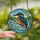 Art Enthusiasts' Tiffany Style Stained Glass Kingfisher Teal Orange Lime Green Mosaic Pattern Stained Glass Suncatcher - 2