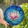 Women's Tiffany Style Pink Magnolia Bloom Emerald Green Fuchsia Art Nouveau Mosaic Stained Glass Suncatcher - 1