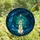 Dog Lovers' Intricate Tiffany-Inspired Stained Glass Dog Silhouette Moon & Cosmic Teal Blue Green Mosaic Stained Glass Suncatcher - mq5fV7DxsI