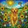 Golden Retriever Lovers' Joyful Golden Retriever Tiffany Stained Glass Wildflower Meadow Mosaic Art in Jewel Tones Stained Glass Suncatcher - 6