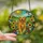 Golden Retriever Lovers' Joyful Golden Retriever Tiffany Stained Glass Wildflower Meadow Mosaic Art in Jewel Tones Stained Glass Suncatcher - qB7-68019G