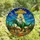 Eclectic Art Enthusiasts Vibrant Stained Glass Jesus T-Rex UFO Desert Mosaic With Blue Green Hues Stained Glass Suncatcher - L3r-r7Etx7