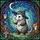 Fantasy Art Lovers' Whimsical Opossum Witch Hat Magic Wand Stained Glass Night Sky Jewel Tone Art Stained Glass Suncatcher - 6