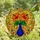 Art Lovers' Vibrant Tiffany Stained Glass Orange Hibiscus & Cobalt Blue Mosaic Stained Glass Suncatcher - 4