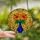 Art Lovers' Vibrant Tiffany Stained Glass Orange Hibiscus & Cobalt Blue Mosaic Stained Glass Suncatcher - 2