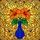 Art Lovers' Vibrant Tiffany Stained Glass Orange Hibiscus & Cobalt Blue Mosaic Stained Glass Suncatcher - 6