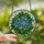 Art Lovers' Tiffany Style Stained Glass Cerulean Blue Daisy & Emerald Green Leaf Mosaic Stained Glass Suncatcher - 5BS8cFH0Vg