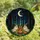 Whimsical Art Lovers' Intricate Stained Glass Ghost Campfire Forest Art Teal Emerald Orange Hues Stained Glass Suncatcher - 4