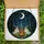 Whimsical Art Lovers' Intricate Stained Glass Ghost Campfire Forest Art Teal Emerald Orange Hues Stained Glass Suncatcher - 5