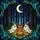 Whimsical Art Lovers' Intricate Stained Glass Ghost Campfire Forest Art Teal Emerald Orange Hues Stained Glass Suncatcher - 6