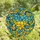 Vibrant Art Admirers' Stained Glass Heart Mosaic Intricate Blue Golden Yellow Stained Glass Suncatcher - E1dd4C5PJ6