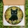 Cat Lovers' Intricate Tiffany Stained Glass Black Cat Yellow Eyes Floral Mosaic Golden Yellow Pink Emerald Green Stained Glass Suncatcher - 5