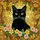 Cat Lovers' Intricate Tiffany Stained Glass Black Cat Yellow Eyes Floral Mosaic Golden Yellow Pink Emerald Green Stained Glass Suncatcher - 6