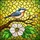 Nature Lovers' Glowing Stained Glass Blue Bird White Flower Golden Yellow Lime Green Mosaic Stained Glass Suncatcher - 6