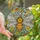Art Lovers' Tiffany Stained Glass Bee, Pressed Flowers, Organic Mosaic, Jewel Tones, Bold Lead Lines Stained Glass Suncatcher - DXmKNr7QmS