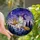 Fantasy Art Lovers' Glowing Tiffany Stained Glass Ghost Witch Cat Broom Blue Floral Indigo Night Stained Glass Suncatcher - 1