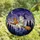 Fantasy Art Lovers' Glowing Tiffany Stained Glass Ghost Witch Cat Broom Blue Floral Indigo Night Stained Glass Suncatcher - 4