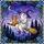 Fantasy Art Lovers' Glowing Tiffany Stained Glass Ghost Witch Cat Broom Blue Floral Indigo Night Stained Glass Suncatcher - 6