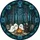 Whimsical Spooky Season Fans' High-Res Tiffany Stained Glass Ghost Storytelling Campfire Mosaic Teal Blue Stained Glass Suncatcher - 6