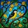 Nature Lovers' Radiant Stained Glass Bird Artwork, Tiffany Style Yellow Amber Blue Green Mosaic Pattern Stained Glass Suncatcher - 6
