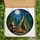 Christmas Art Lovers' Vibrant Jewel Tone Stained Glass Santa Campfire Forest Night Sky Design Stained Glass Suncatcher - 5