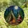 Christmas Art Lovers' Vibrant Jewel Tone Stained Glass Santa Campfire Forest Night Sky Design Stained Glass Suncatcher - 4