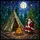 Christmas Art Lovers' Vibrant Jewel Tone Stained Glass Santa Campfire Forest Night Sky Design Stained Glass Suncatcher - 6